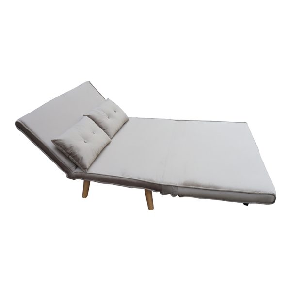 035 000091 2 4 Josuane sofa-bed pakoworld two-seater gray velvet and natural wood leg 117x80x81cmIndoor furniture > Sofas-bed