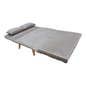 035 000091 3 4 Josuane sofa-bed pakoworld two-seater gray velvet and natural wood leg 117x80x81cmIndoor furniture > Sofas-bed