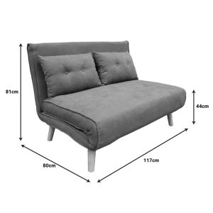 035 000091 4 4 Josuane sofa-bed pakoworld two-seater gray velvet and natural wood leg 117x80x81cmIndoor furniture > Sofas-bed