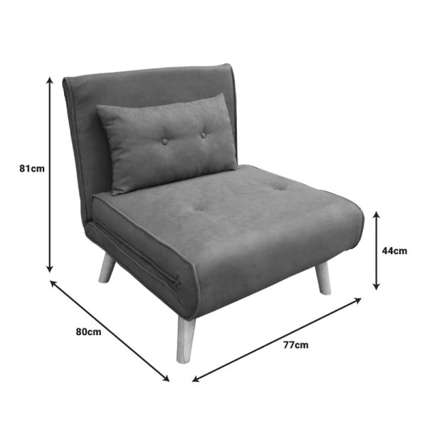 035 000092 4 3 Armchair-bed Josuane pakoworld anthracite fabric and natural wood leg 77x80x81cmIndoor furniture > Armchair bed