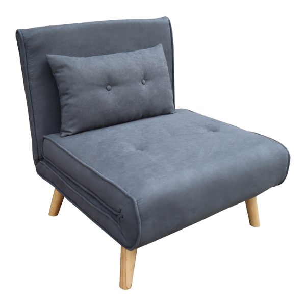 035 000092 6 Armchair-bed Josuane pakoworld anthracite fabric and natural wood leg 77x80x81cmIndoor furniture > Armchair bed