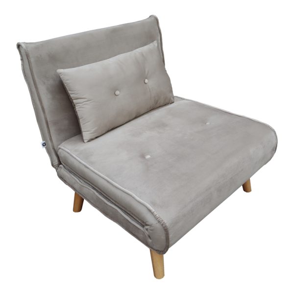 035 000095 5 Josuane armchair-bed pakoworld gray velvet and natural wood leg 77x80x81cmIndoor furniture > Armchair bed