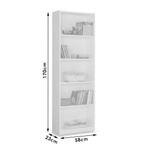 039 000015 3 8 Bookcase Max pakoworld white 58x23x170 cmIndoor furniture > Bookshelves