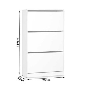 039 000068 4 5 Shoe cabinet Step pakoworld 18 pairs white 73x26x119cmIndoor furniture > Shoe storage cabinet & cupboards