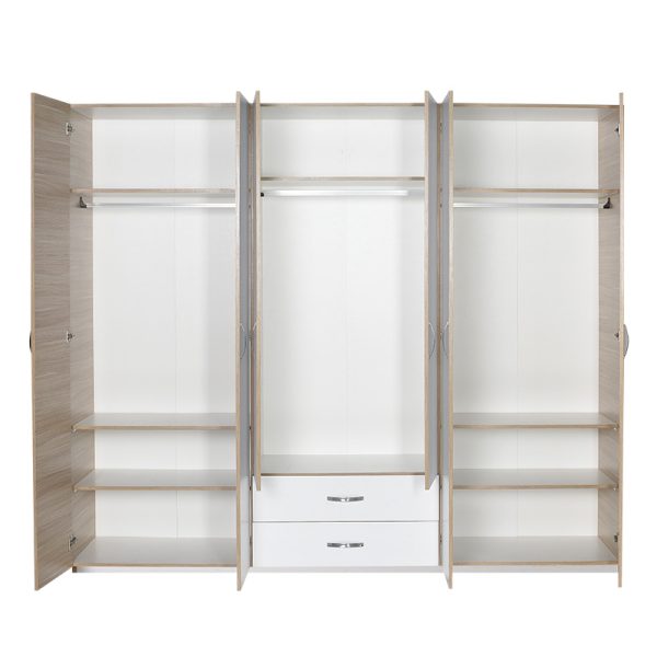 039 000082 2 6 Wardrobe Drum pakoworld with 6 doors in oak-white colour 240x53x209cmIndoor furniture > Wardrobes
