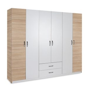 039 000082 9 Wardrobe Drum pakoworld with 6 doors in oak-white colour 240x53x209cmIndoor furniture > Wardrobes