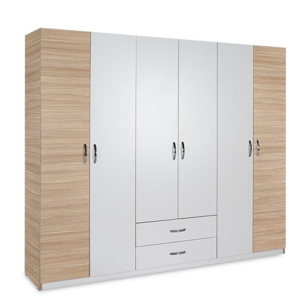 039 000082 9 Wardrobe Drum pakoworld with 6 doors in oak-white colour 240x53x209cmIndoor furniture > Wardrobes