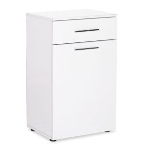 039 000143 11 Bathroom cabinet Chad pakoworld with laundry basket in white gloss color 52x38x83cmIndoor furniture > Home organization > Bathroom > Cabinets