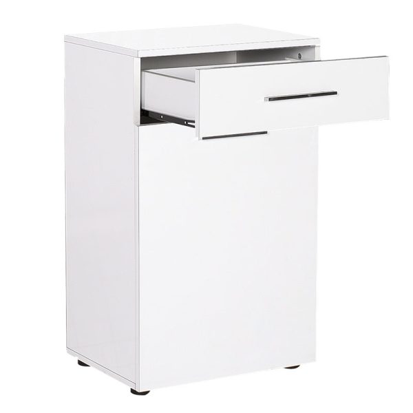 039 000143 3 8 Bathroom cabinet Chad pakoworld with laundry basket in white gloss color 52x38x83cmIndoor furniture > Home organization > Bathroom > Cabinets