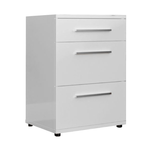039 000199 2 Elegance pakoworld bedside table with 3 drawers in white 40x39x57cmIndoor furniture > Bedside tables