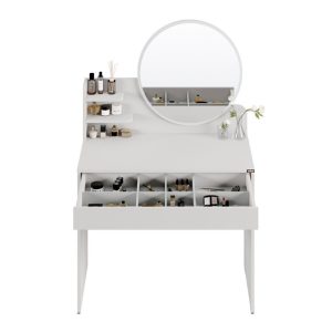 039 000211 2 4 Bedroom vanity with mirror Nashi pakoworld in mink shade 90x45x138cmIndoor furniture > Drawers-consoles