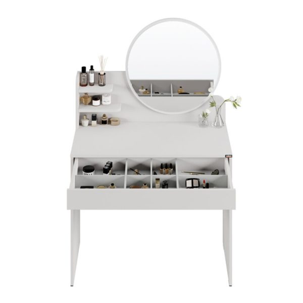 039 000211 2 4 Bedroom vanity with mirror Nashi pakoworld in mink shade 90x45x138cmIndoor furniture > Drawers-consoles