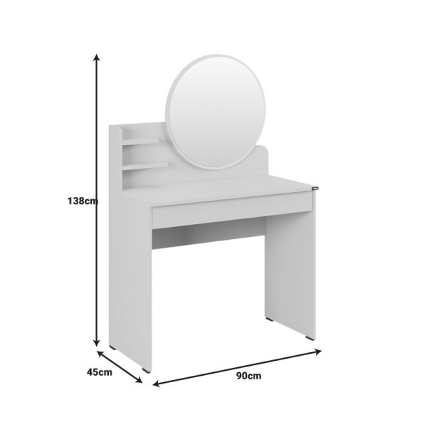 039 000211 3 4 Bedroom vanity with mirror Nashi pakoworld in mink shade 90x45x138cmIndoor furniture > Drawers-consoles