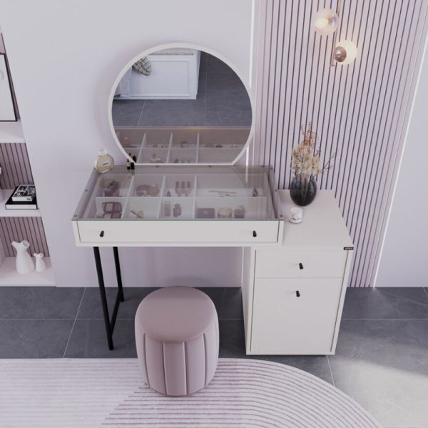 039 000213 2 5 Bedroom vanity with mirror Princesa pakoworld in mink shade 108x47x130cmIndoor furniture > Drawers-consoles