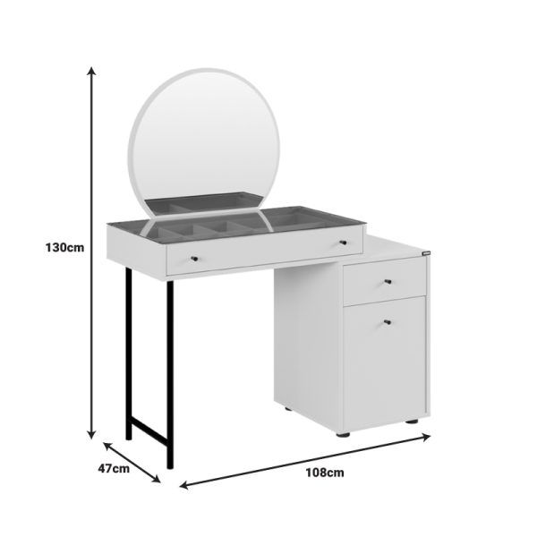 039 000213 3 5 Bedroom vanity with mirror Princesa pakoworld in mink shade 108x47x130cmIndoor furniture > Drawers-consoles