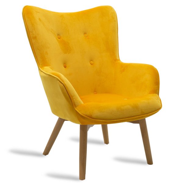 046 000003 5 Armchair Kido pakoworld velvet yellow colorIndoor furniture > Living room armchairs