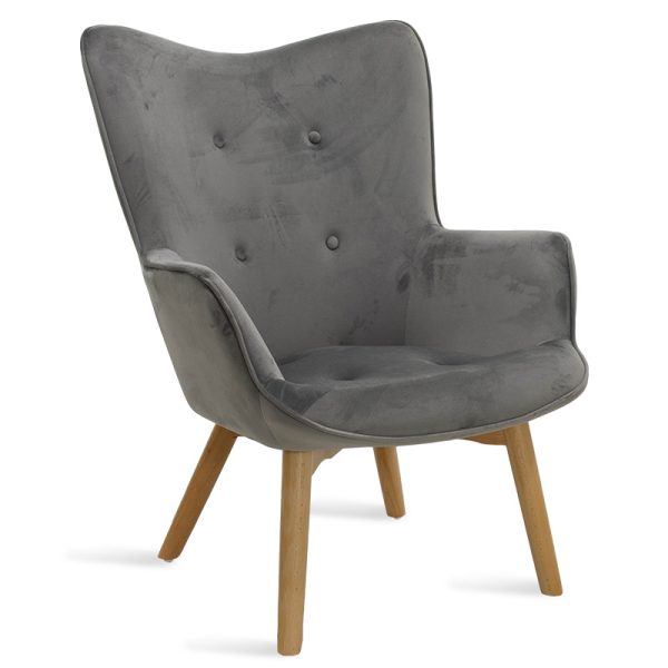 046 000008 1 Armchair Kido pakoworld velvet silver-grey colorIndoor furniture > Living room armchairs