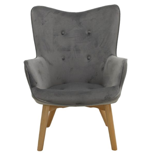 046 000008 3 1 Armchair Kido pakoworld velvet silver-grey colorIndoor furniture > Living room armchairs