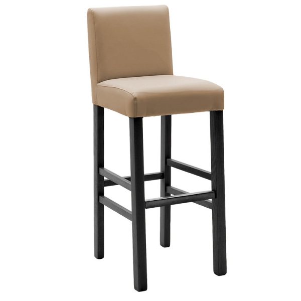 047 000051 5 Bar stool Bari pakoworld with mocha pu - wooden legs blackSPRING OFFERS
