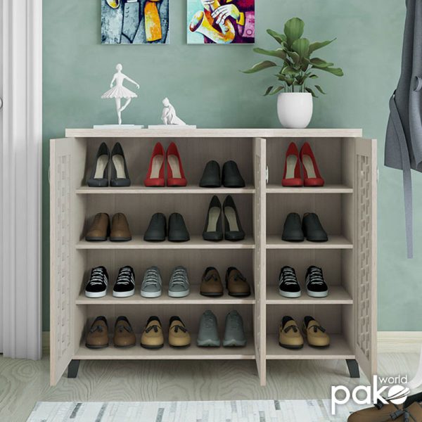 049 000005 2 8 Shoe cabinet MANTAM pakoworld 16 pairs white-grey 115.5x40x92cmIndoor furniture > Shoe storage cabinet & cupboards