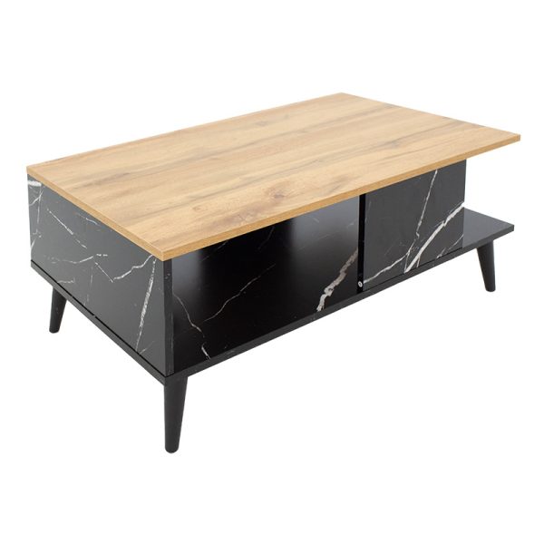 049 000065 2 12 Coffee table Moses pakoworld color sonoma-black marble 90x54x37.5cmIndoor furniture > Coffee tables