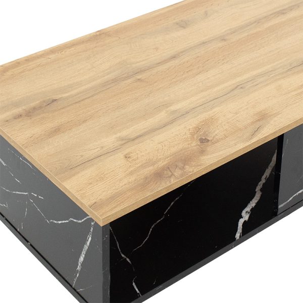 049 000065 3 12 Coffee table Moses pakoworld color sonoma-black marble 90x54x37.5cmIndoor furniture > Coffee tables