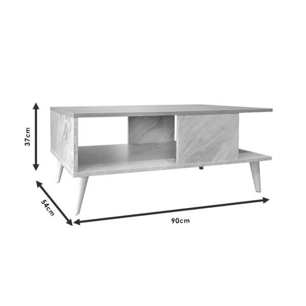 049 000065 4 12 Coffee table Moses pakoworld color sonoma-black marble 90x54x37.5cmIndoor furniture > Coffee tables