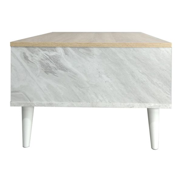 049 000066 3 14 Coffee table Moses pakoworld color sonoma-white marble 90x54x37.5cmIndoor furniture > Coffee tables