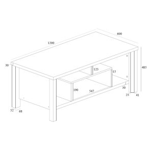 049 000095 2 3 Coffee table Tracy pakoworld white-grey 120x60x48.5cmIndoor furniture > Coffee tables