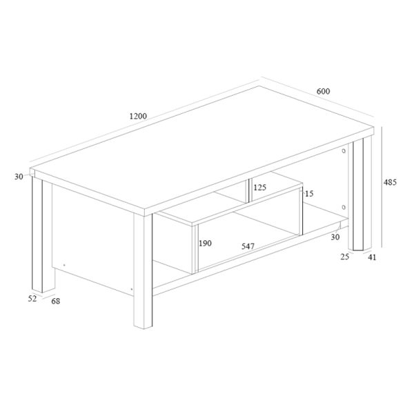 049 000095 2 3 Coffee table Tracy pakoworld white-grey 120x60x48.5cmIndoor furniture > Coffee tables