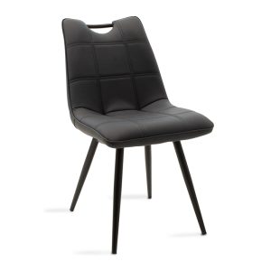 058 000017 11 Chair Nely pakoworld metal dark grey pu blackIndoor furniture > Chairs