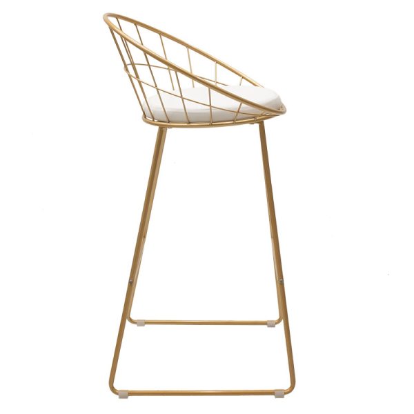 058 000023 2 6 Seth pakoworld bar stool golden metal wire with white pvc cushionIndoor furniture > Bar stools