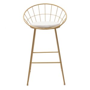 058 000023 3 6 Seth pakoworld bar stool golden metal wire with white pvc cushionIndoor furniture > Bar stools