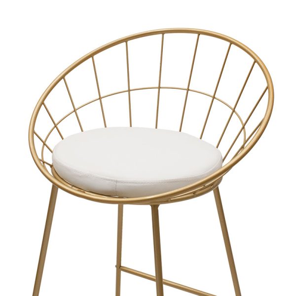 058 000023 4 6 Seth pakoworld bar stool golden metal wire with white pvc cushionIndoor furniture > Bar stools