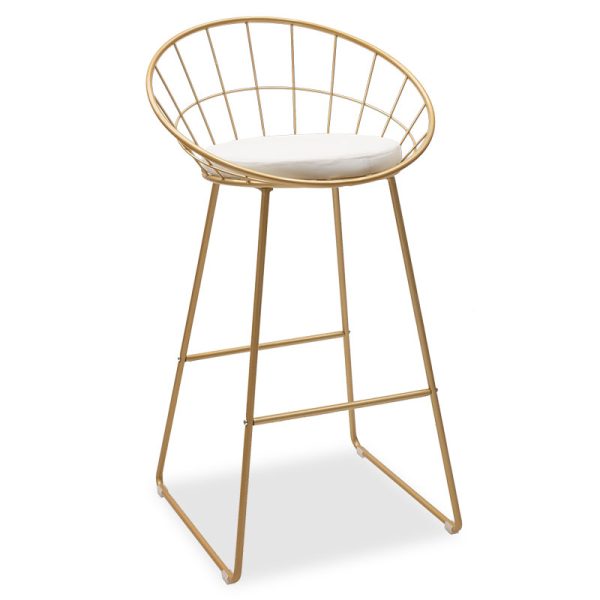 058 000023 9 Seth pakoworld bar stool golden metal wire with white pvc cushionIndoor furniture > Bar stools