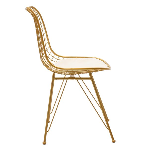 058 000025 3 4 Taj pakoworld metal chair golden with white PVC cushionIndoor furniture > Chairs