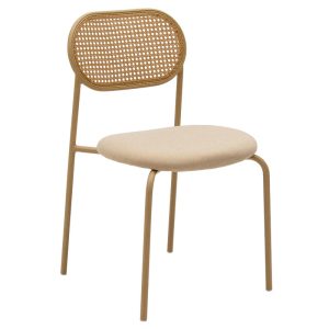 058 000054 13 James chair pakoworld pe rattan fabric beige-metal naturalIndoor furniture > Chairs