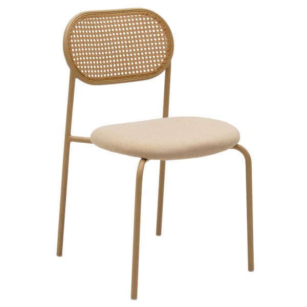 058 000054 13 James chair pakoworld pe rattan fabric beige-metal naturalIndoor furniture > Chairs