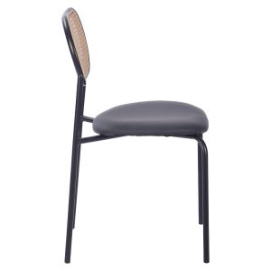 058 000055 2 8 James chair pakoworld pe rattan beige-pu black-metal naturalIndoor furniture > Chairs