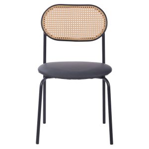 058 000055 3 8 James chair pakoworld pe rattan beige-pu black-metal naturalIndoor furniture > Chairs