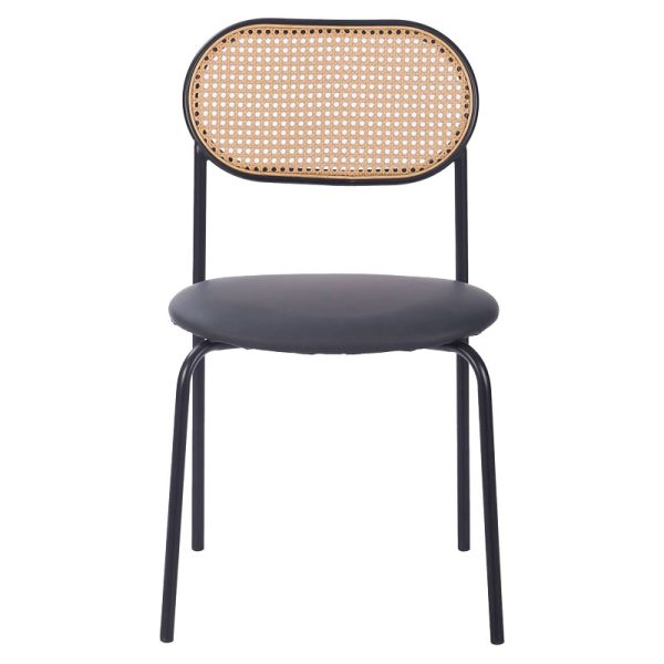 058 000055 3 8 James chair pakoworld pe rattan beige-pu black-metal naturalIndoor furniture > Chairs