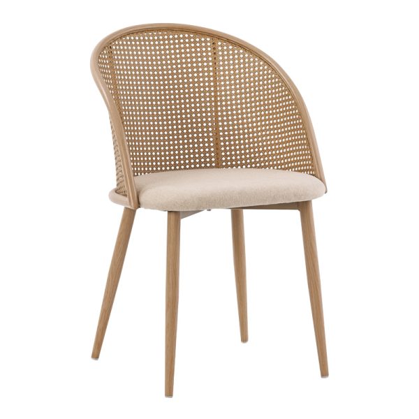 058 000068 13 Riccardo chair pakoworld pe rattan beige-fabric beige-metal natural 56x52x82cmIndoor furniture > Chairs