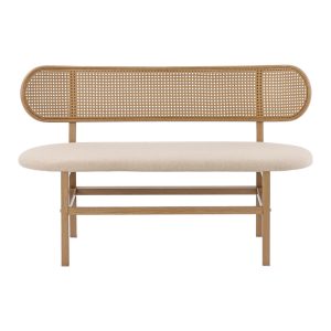 058 000070 3 2 seater sofa Enrico chair pakoworld pe rattan beige-fabric beige-metal natural 121x51.5x75cmIndoor furniture > Sofas