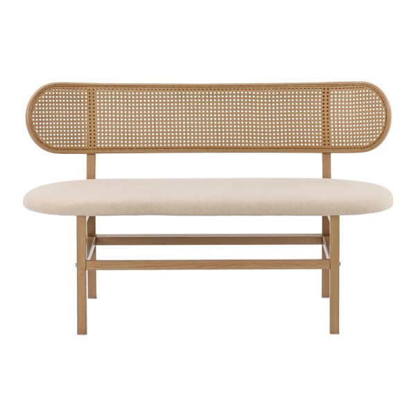058 000070 3 2 seater sofa Enrico chair pakoworld pe rattan beige-fabric beige-metal natural 121x51.5x75cmIndoor furniture > Sofas