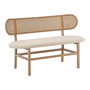 058 000070 2 seater sofa Enrico chair pakoworld pe rattan beige-fabric beige-metal natural 121x51.5x75cmIndoor furniture > Sofas