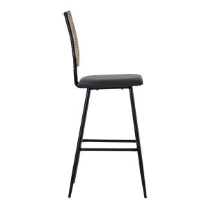 058 000073 2 2 Bar stool Camilla pakoworld pe rattan natural-pu black-metal black 47.5x58x117cmIndoor furniture > Bar stools