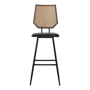 058 000073 3 2 Bar stool Camilla pakoworld pe rattan natural-pu black-metal black 47.5x58x117cmIndoor furniture > Bar stools