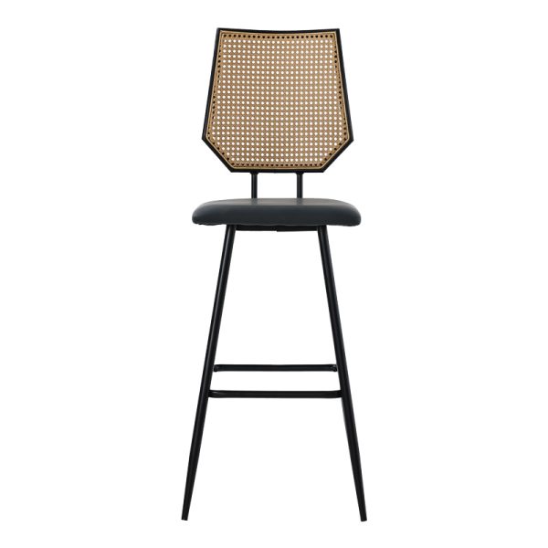 058 000073 3 2 Bar stool Camilla pakoworld pe rattan natural-pu black-metal black 47.5x58x117cmIndoor furniture > Bar stools
