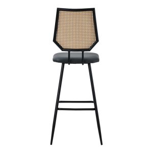 058 000073 4 2 Bar stool Camilla pakoworld pe rattan natural-pu black-metal black 47.5x58x117cmIndoor furniture > Bar stools