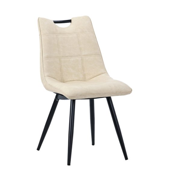 058 000076 2 Chair Nely pakoworld pu light beige-black metal leg 45x61x85cmIndoor furniture > Chairs
